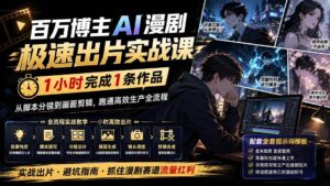 (20173期)百万博主AI漫剧极速出片实战课:1小时产出条作品,从脚本分镜到画面剪辑,跑通高效生产全流程-宝藏屋创业网
