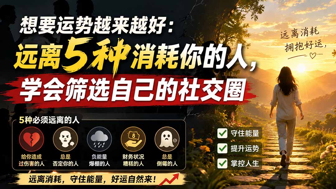 付费文章：想要运势越来越好：远离5种消耗你的人，学会筛选自己的社交圈-宝藏屋创业网