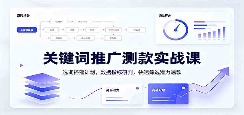 关键词推广测款实战课：选词搭建计划，数据指标研判，快速筛选潜力爆款-宝藏屋创业网