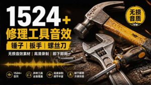 1524个宝藏剪辑无损音效！日常常见工具音效包，含扳手、剪刀、锯, 泵, 斧头，锤子工具等，中文分类-宝藏屋创业网