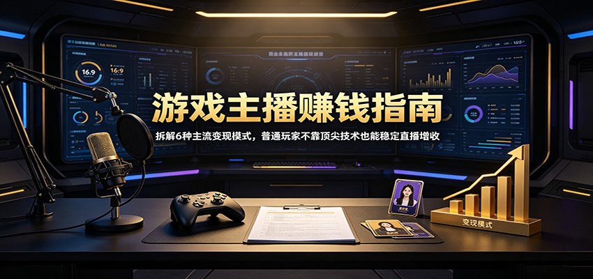 游戏主播赚钱指南：拆解6种主流变现模式，普通玩家不靠顶尖技术也能稳定直播增收-宝藏屋创业网