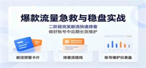 爆款流量急救与稳盘实战：二阶段突发断流快速排查，做好账号中后期长效维护-宝藏屋创业网