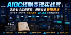 AIGC短剧变现实战营|吃透影视底层逻辑,搭建专业导演思维,剧本创作+视听分镜+AI成片剪辑+去AI质感全链路变现教学-宝藏屋创业网