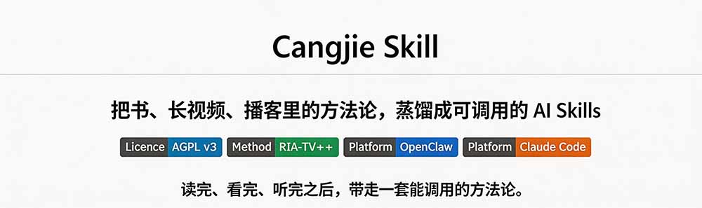 图片[3]-全网走红！GitHub上6.7K Star的开源项目，把任何书、长视频、播客蒸馏成AI工具，值得收藏 cangjie-skill-宝藏屋创业网
