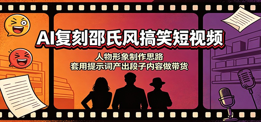 AI复刻邵氏风搞笑短视频：人物形象制作思路，套用提示词产出段子内容做带货-宝藏屋创业网