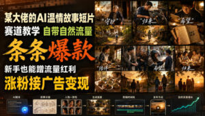 某大佬的AI温情故事短片赛道教学,自带自然流量,条条爆款,新手也能蹭流量红利,涨粉接广告变现-宝藏屋创业网