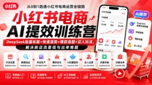 小红书电商AI提效训练营—DeepSeek批量标题+快速混剪+爆款选题+达人玩法,解决新店流量低与出单难题-宝藏屋创业网