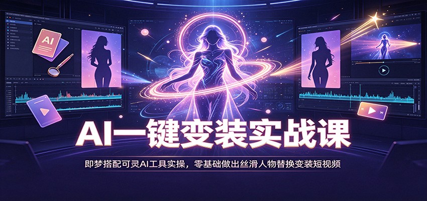 AI一键变装实战课：即梦搭配可灵AI工具实操，零基础做出丝滑人物替换变装短视频-宝藏屋创业网