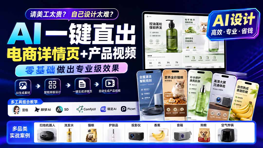图片[2]-请美工太贵？自己设计太难？AI一键直出电商详情页+产品视频，零基础做出专业级效果 (更新0820-宝藏屋创业网