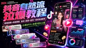 抖音自然流拉爆教程-更新8月:做懂流量的主播,新规适配+持续更新,话术+投放+起号一站式实战教学-宝藏屋创业网