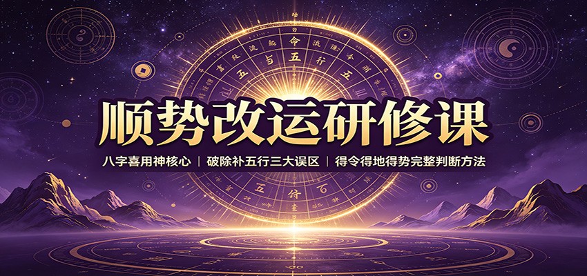 顺势改运研修课：八字喜用神核心，破除补五行三大误区，得令得地得势完整判断方法-宝藏屋创业网