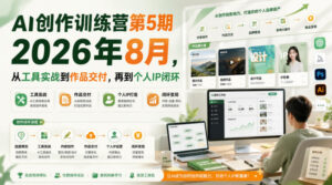 AI创作训练营第5期2026年8月,从工具实战到作品交付,再到个人IP闭环-宝藏屋创业网