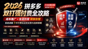 2026拼多多双打强付费全攻略-62期;成本推广加托管双剑合璧,系统讲解7种付费玩法优劣势与选择策略-宝藏屋创业网