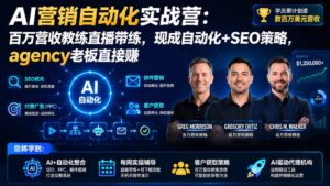 AI营销自动化实战营:百万营收教练直播带练,现成自动化+SEO策略,agency老板直接赚【原创双语字幕】-宝藏屋创业网