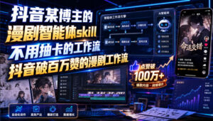抖音某博主的漫剧智能体skill,不用抽卡的工作流,抖音破百万赞的漫剧工作流-宝藏屋创业网