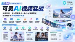 (20136期)2026可灵AI视频实战-4小时干货课:从提示词、文生图到角色一致性与运镜剪辑,零基础掌握AI视频制作方法-宝藏屋创业网