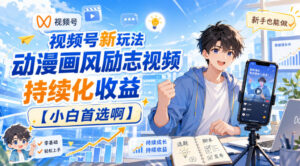 视频号新玩法动漫画风励志视频，持续化收益【小白首选啊】-宝藏屋创业网