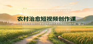 农村治愈短视频创作课:AI工具搭配剪辑技巧,零基础快速制作高质感田园治愈内容-宝藏屋创业网