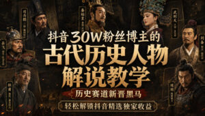 抖音30W粉丝博主的古代历史人物解说教学,历史赛道新晋黑马,轻松解锁抖音精选独家收益-宝藏屋创业网