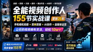 全能视频创作人155节实战课-更新26年8月:手机相机拍摄+剪映剪辑+AI创作+自媒体运营,让你的视频拥有灵活,轻松10w-宝藏屋创业网
