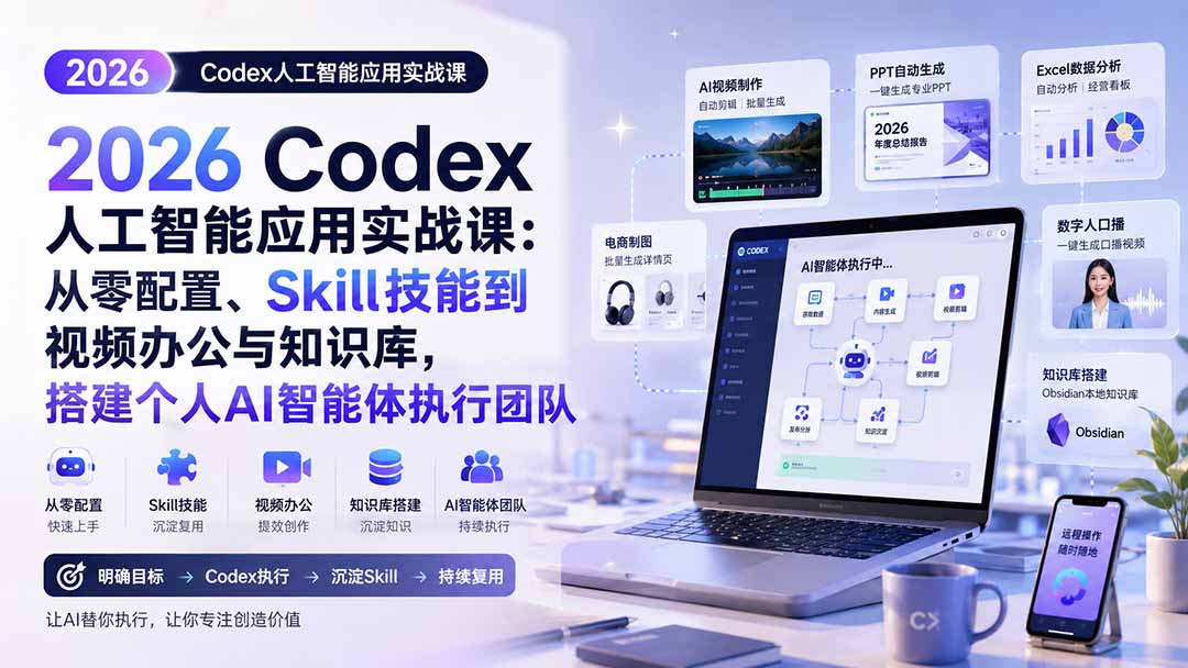 图片[2]-2026 Codex人工智能应用实战课：从零配置、Skill技能到视频办公与知识库，搭建个人AI智能体执行团队-宝藏屋创业网