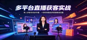 多平台直播获客实战：单人多账号同步开播，一份时间撬动多渠道精准流量-宝藏屋创业网