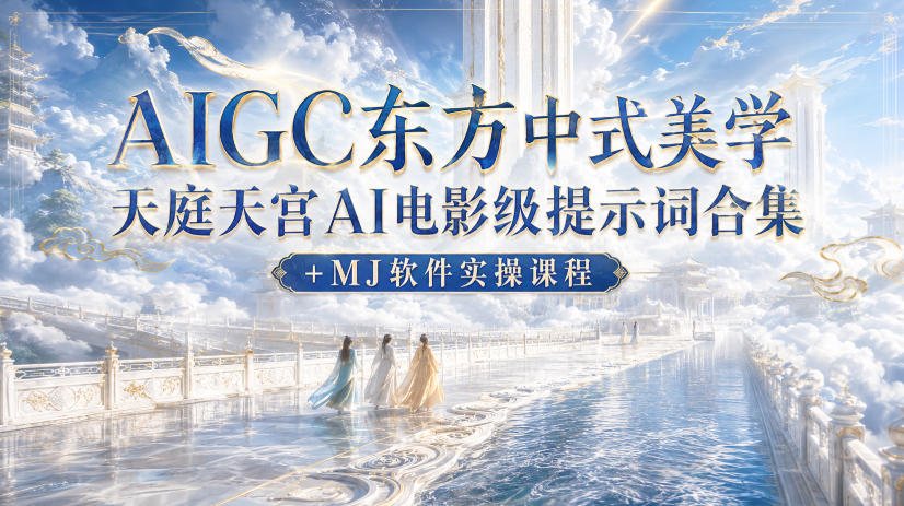 AIGC东方中式美学天庭天宫AI电影级提示词合集+MJ软件实操课程-宝藏屋创业网