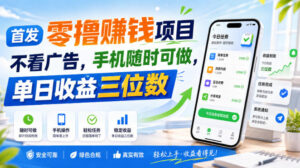 首发零撸賺钱项目，不看广告，手机随时可做，单日收益三位数【揭秘】-宝藏屋创业网
