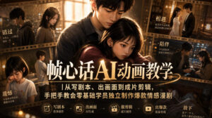 帧心话AI动画教学|从写剧本、出画面到成片剪辑,手把手教会零基础学员独立制作爆款情感漫剧-宝藏屋创业网
