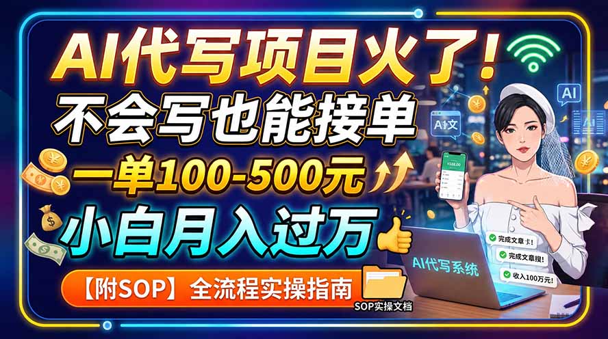 AI代写项目火了！不会写也能接单，一单100-500元，小白月入过万【附SOP】-宝藏屋创业网