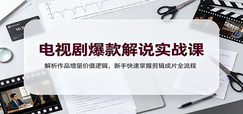 电视剧爆款解说实战课：解析作品增量价值逻辑，新手快速掌握剪辑成片全流程-宝藏屋创业网