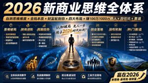 2026新商业思维全体系:自测思维维度×金钱本质×财富轮到你×四大布局×赚100万1000万选人×股权坑×赛道-宝藏屋创业网