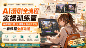 AI漫剧全流程实操训练营,从脚本出图、运镜成片到合规变现,一套课程全部吃透-宝藏屋创业网