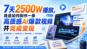 7天2500W播放,我是如何制作一条高质感AI爆款视频并完成变现-宝藏屋创业网