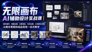 无限画布AI辅助设计实战课|画布操作、线稿出图、白模渲染、毛坯出图、AI改图全流程,从概念草图到成品视觉一站式教学-宝藏屋创业网