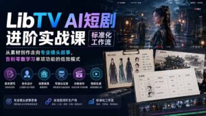 LibTV AI短剧进阶实操课标准化工作流;从素材创作走向专业镜头叙事,告别零散学习单项功能的低效模式-宝藏屋创业网