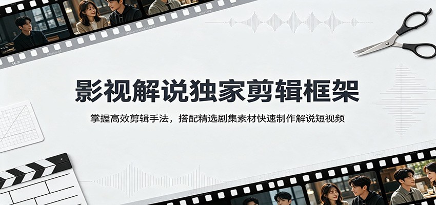 影视解说独家剪辑框架：掌握高效剪辑手法，搭配精选剧集素材快速制作解说短视频-宝藏屋创业网