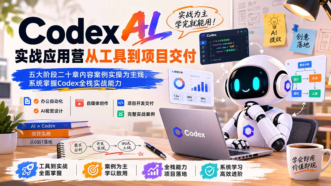 图片[2]-Codex AI实战应用营从工具到项目交付；五大阶段二十章内容案例实操为主线，系统掌握Codex全栈实战能力-宝藏屋创业网