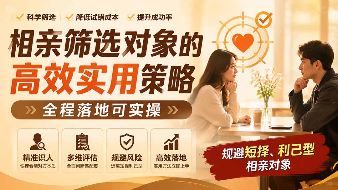 付费文章：相亲筛选对象的高效实用策略，全程落地可实操，规避短择、利己型相亲对象-宝藏屋创业网