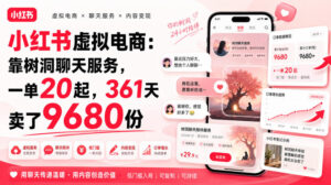小红书虚拟电商：靠树洞聊天服务，一单20起，361天卖了9680份-宝藏屋创业网