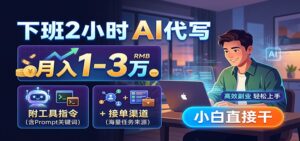 下班2小时AI代写，月入1-3万，附工具指令+接单渠道，小白直接干-宝藏屋创业网