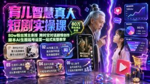 育儿智慧真人短剧实操课｜80w粉丝博主亲授，跨时空对话剧情创作，脚本AI生图起号运营一站式完整教学-宝藏屋创业网