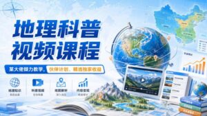 地理科普视频课程,某大佬倾力教学,伙伴计划、精选独家收益-宝藏屋创业网