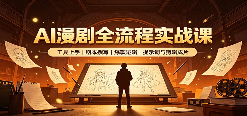AI漫剧全流程实战课：工具上手、剧本撰写、爆款逻辑、提示词与剪辑成片-宝藏屋创业网