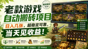 老款游戏自动搬砖项目,日入几张,超稳定可靠,当天见收益!【揭秘】-宝藏屋创业网