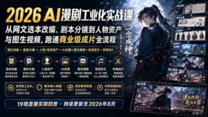 2026 AI漫剧工业化实战课-更新:从网文选本改编、剧本分镜到人物资产与图生视频,跑通商业级成片全流程-宝藏屋创业网