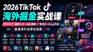 2026TikTok海外掘金实战课——养号SOP+爆款公式+选品测款+广告投流+Shop开店,跑通海外运营全链路-宝藏屋创业网