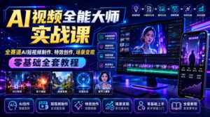 AI视频全能大师实战课|全赛道AI短视频制作、特效创作、场景变现零基础全套教程-宝藏屋创业网