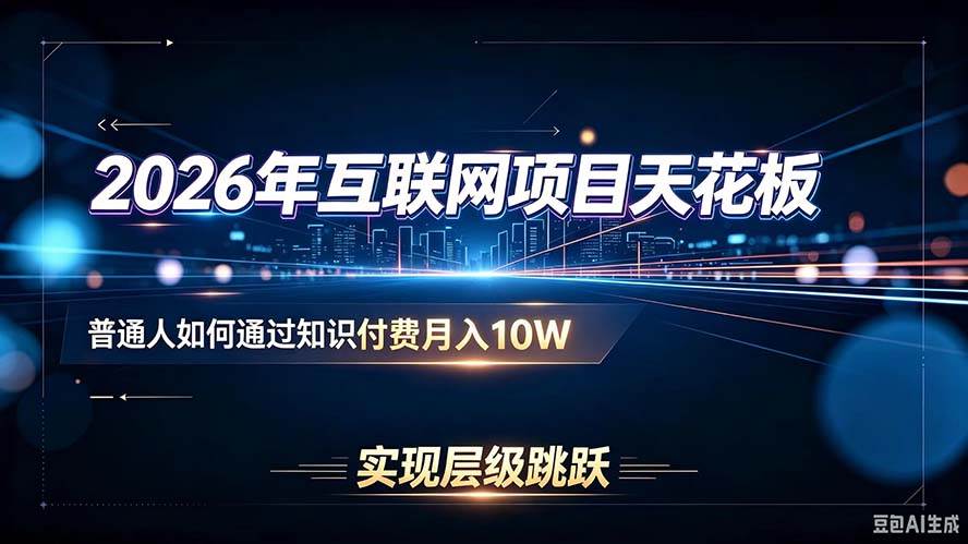（20150期）2026年互联网项目天花板：普通人如何通过知识付费月入10W，实现层级跳跃-宝藏屋创业网