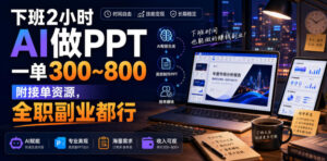 下班2小时AI做PPT,一单300~800,附接单资源,全职副业都行【揭秘】-宝藏屋创业网